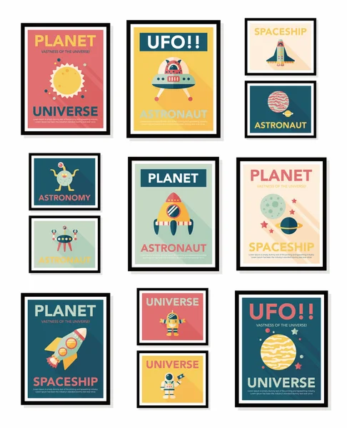 Space poster banner flat design background set, eps10 — Stock Vector