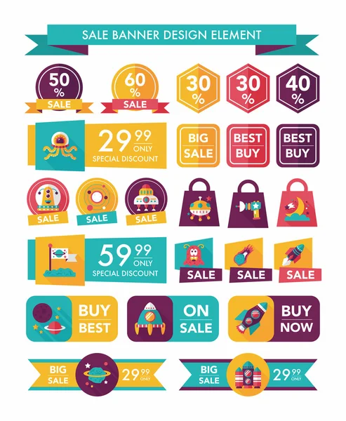 Ensemble de fond plat de conception de bannière de vente d'espace, eps10 — Image vectorielle
