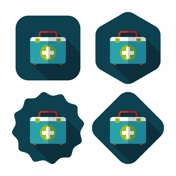 First aid kit flat icon with long shadow,eps10 — Stock Vector