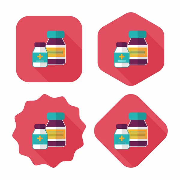 Medical Bottle flat icon with long shadow,eps10 — Stock Vector