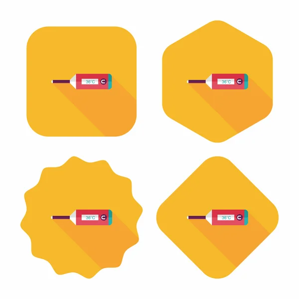 Thermomètre médical icône plate avec ombre longue, eps10 — Image vectorielle