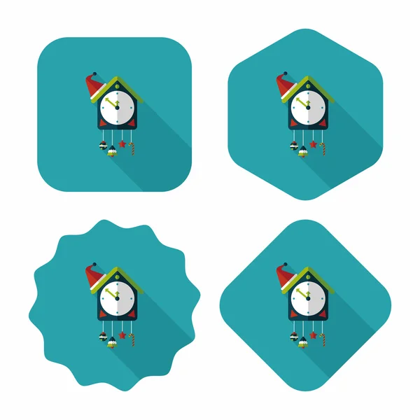 Cuckoo clock flat icon with long shadow, eps10 — стоковый вектор