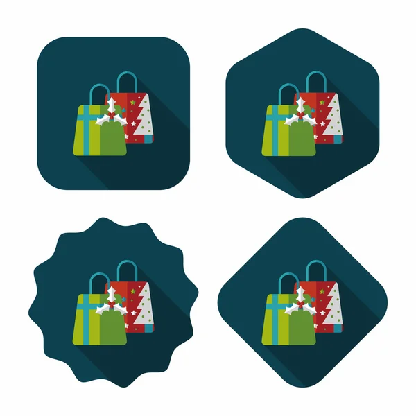 Kerst cadeau platte pictogram met lange schaduw, eps10 — Stockvector