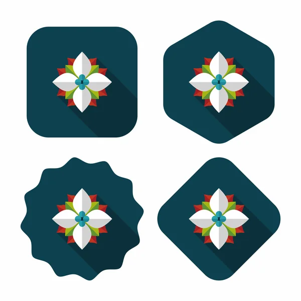 Poinsettia platte pictogram met lange schaduw, eps10 — Stockvector