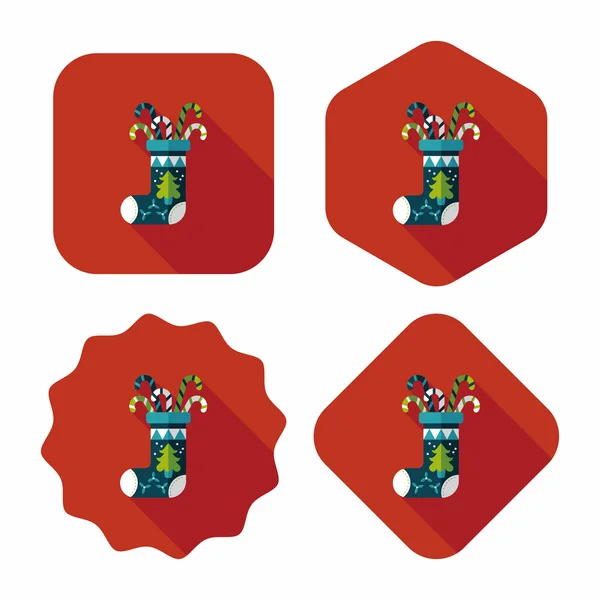 Medias de Navidad icono plano con sombra larga, eps10 — Vector de stock