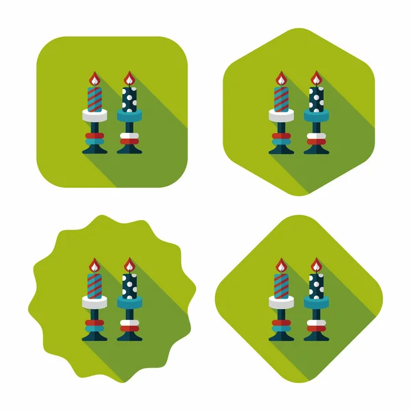 Kerst kaars platte pictogram met lange schaduw, eps10 — Stockvector