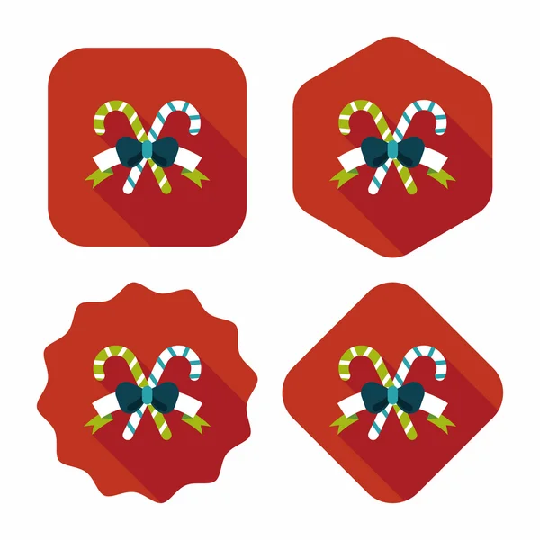 Kerstmis candy cane platte pictogram met lange schaduw, eps10 — Stockvector