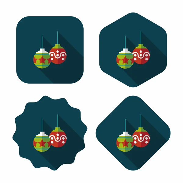 Vánoční koule plochá ikona s dlouhý stín, eps10 — Stockový vektor