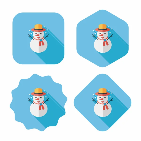 Sneeuwpop platte pictogram met lange schaduw, eps10 — Stockvector