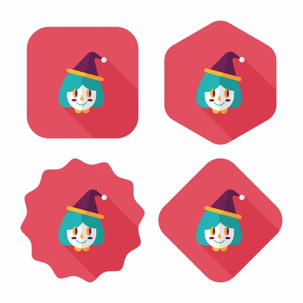 Christmas girl flat icon with long shadow, eps10 — стоковый вектор