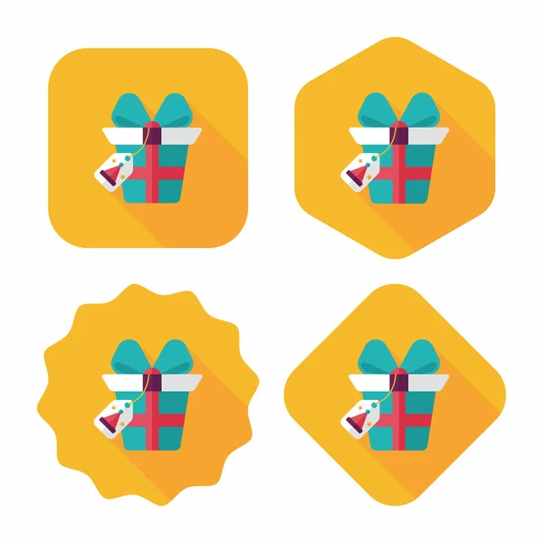 Kerst cadeau platte pictogram met lange schaduw, eps10 — Stockvector