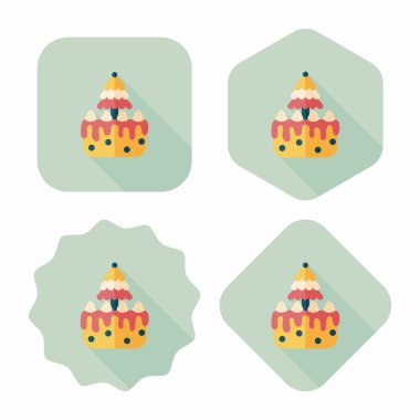 Noel kek düz simgesi ile uzun gölge, eps10