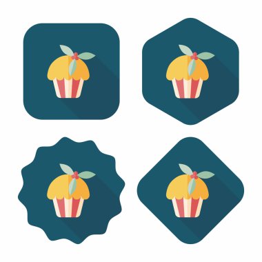 Noel kek düz simgesi ile uzun gölge, eps10