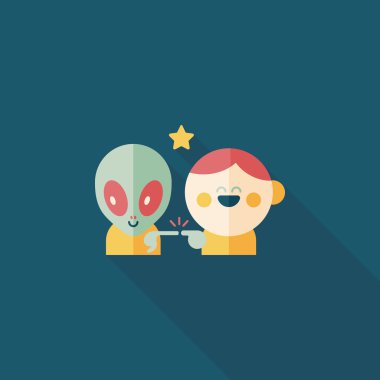 Alan yabancı ve çocuk dostluk düz simgesiyle uzun gölge, eps10