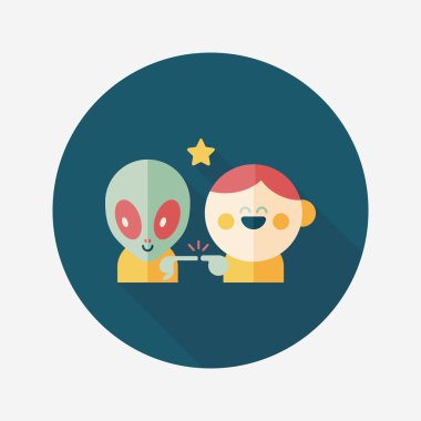 Alan yabancı ve çocuk dostluk düz simgesiyle uzun gölge, eps10