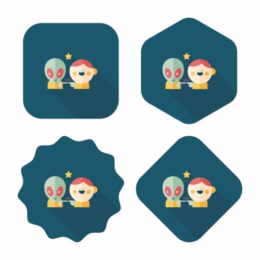 Alan yabancı ve çocuk dostluk düz simgesiyle uzun gölge, eps10