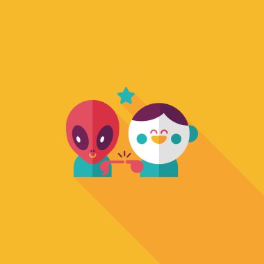 Alan yabancı ve çocuk dostluk düz simgesiyle uzun gölge, eps10