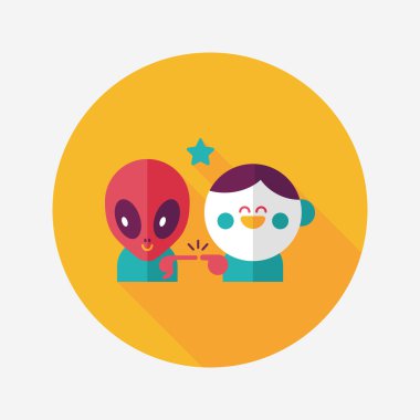 Alan yabancı ve çocuk dostluk düz simgesiyle uzun gölge, eps10