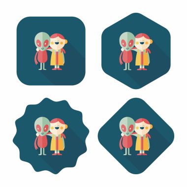 Uzun Gölge, eps10 ile alan yabancı dostluk düz simgesi