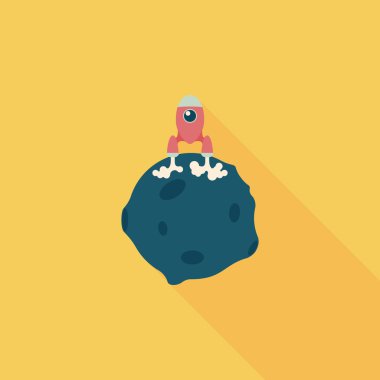 Uzay gezegen ve uzay gemisi uzun gölge, eps10 düz simgesi