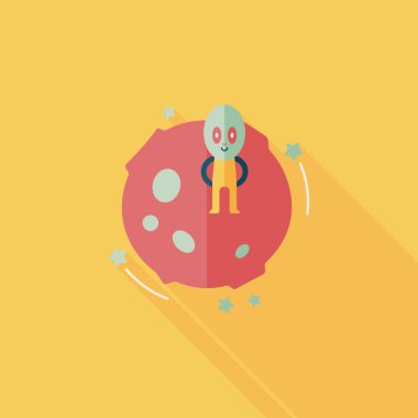 Uzay gezegen ve yabancı uzun gölge, eps10 düz simgesi