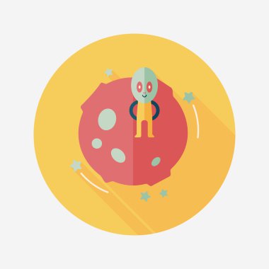 Uzay gezegen ve yabancı uzun gölge, eps10 düz simgesi