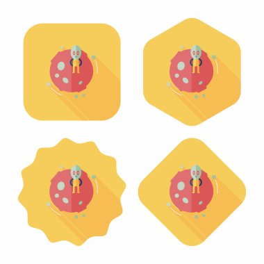 Uzay gezegen ve yabancı uzun gölge, eps10 düz simgesi