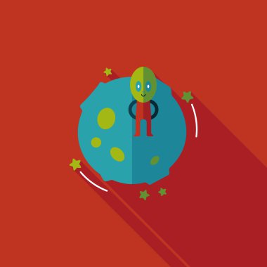 Uzay gezegen ve yabancı uzun gölge, eps10 düz simgesi