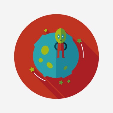 Uzay gezegen ve yabancı uzun gölge, eps10 düz simgesi