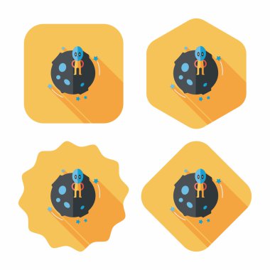 Uzay gezegen ve yabancı uzun gölge, eps10 düz simgesi