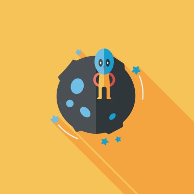 Uzay gezegen ve yabancı uzun gölge, eps10 düz simgesi