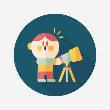 Alan çocuk ve teleskop uzun gölge, eps10 düz simgesi