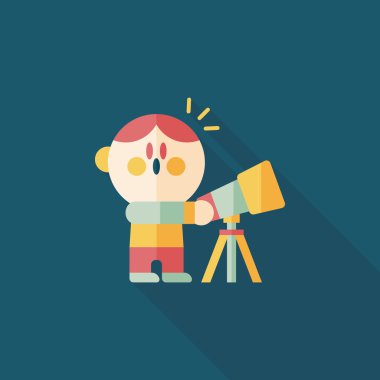 Alan çocuk ve teleskop uzun gölge, eps10 düz simgesi