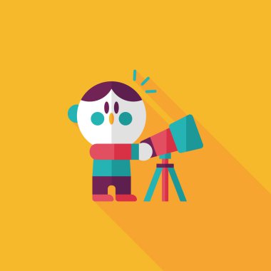 Alan çocuk ve teleskop uzun gölge, eps10 düz simgesi