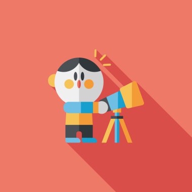 Alan çocuk ve teleskop uzun gölge, eps10 düz simgesi