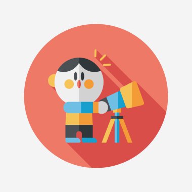 Alan çocuk ve teleskop uzun gölge, eps10 düz simgesi