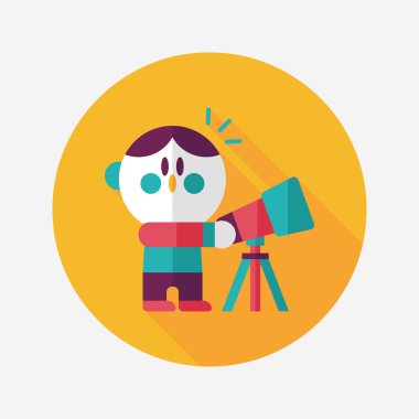 Alan çocuk ve teleskop uzun gölge, eps10 düz simgesi