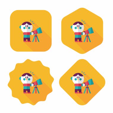 Alan çocuk ve teleskop uzun gölge, eps10 düz simgesi