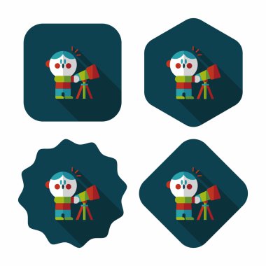 Alan çocuk ve teleskop uzun gölge, eps10 düz simgesi