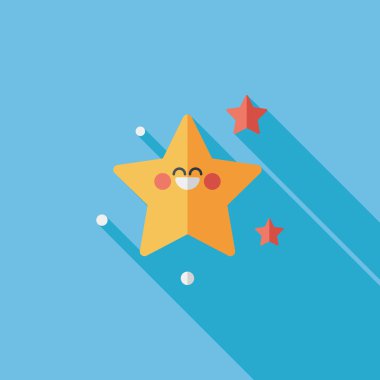 Uzay yıldız düz simgesi ile uzun gölge, eps10