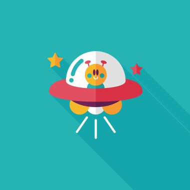 Uzun Gölge, eps10 ile uzay Ufo düz simgesi