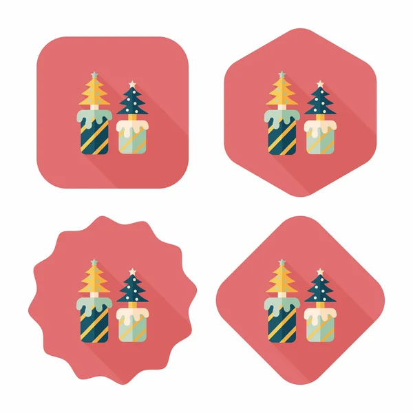 Bougie de Noël icône plate avec ombre longue, eps10 — Image vectorielle