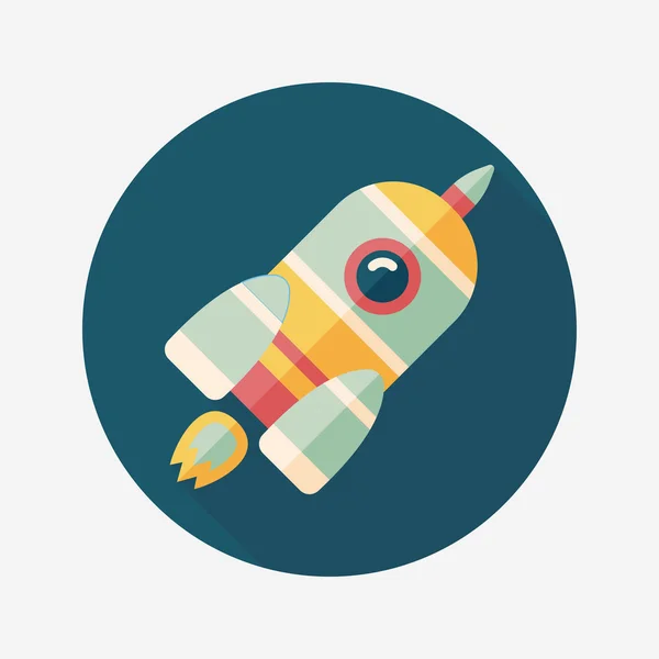 Space rocket flat icon with long shadow, eps10 — стоковый вектор