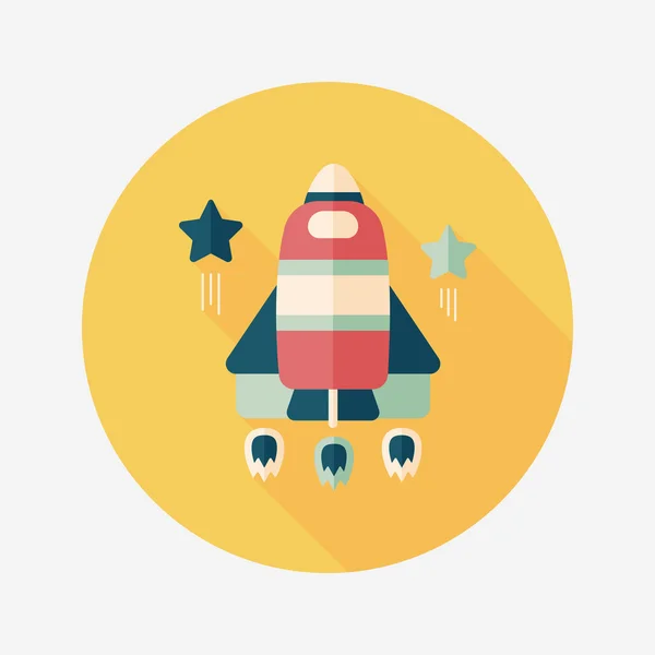 Space rocket flat icon with long shadow, eps10 — стоковый вектор