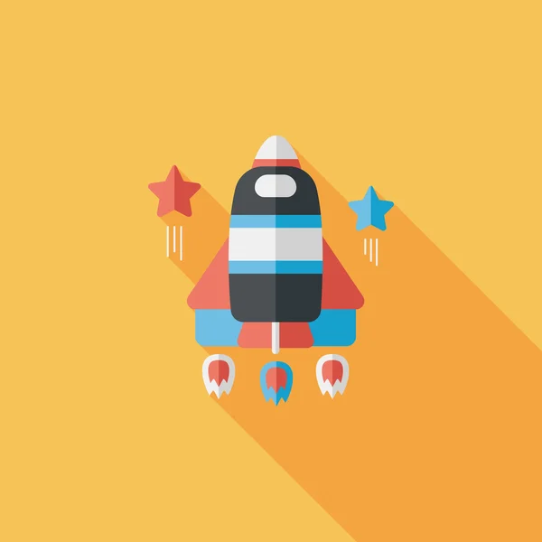 Space rocket flat icon with long shadow, eps10 — стоковый вектор