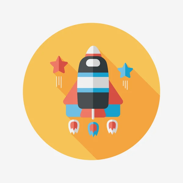 Space rocket flat icon with long shadow,eps10 — Stock Vector