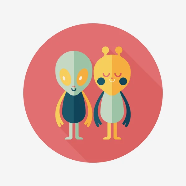 Espacio alienígena amistad icono plano con sombra larga, eps10 — Vector de stock