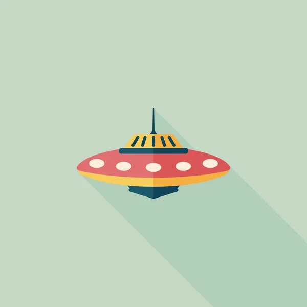 Ruimte Ufo platte pictogram met lange schaduw, eps10 — Stockvector