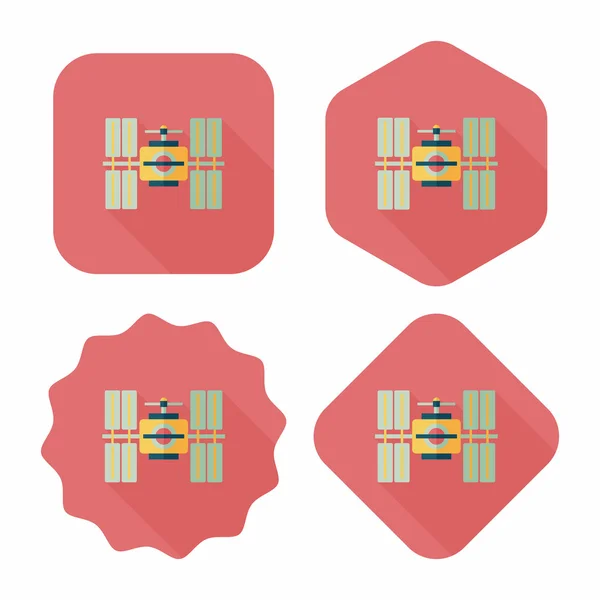 Ruimte satelliet platte pictogram met lange schaduw, eps10 — Stockvector