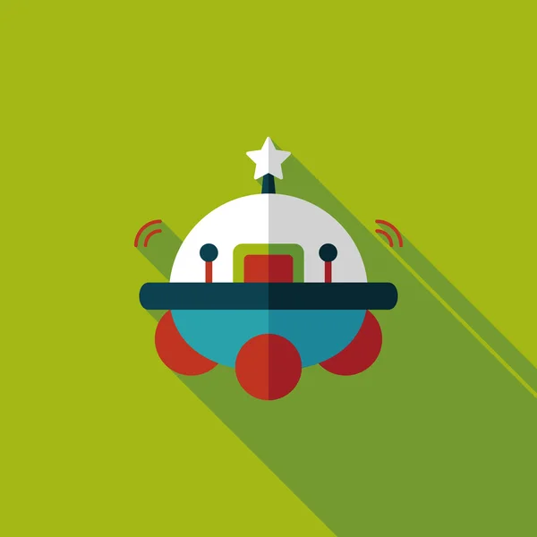 Space ufo flat icon mit langem Schatten, eps10 — Stockvektor